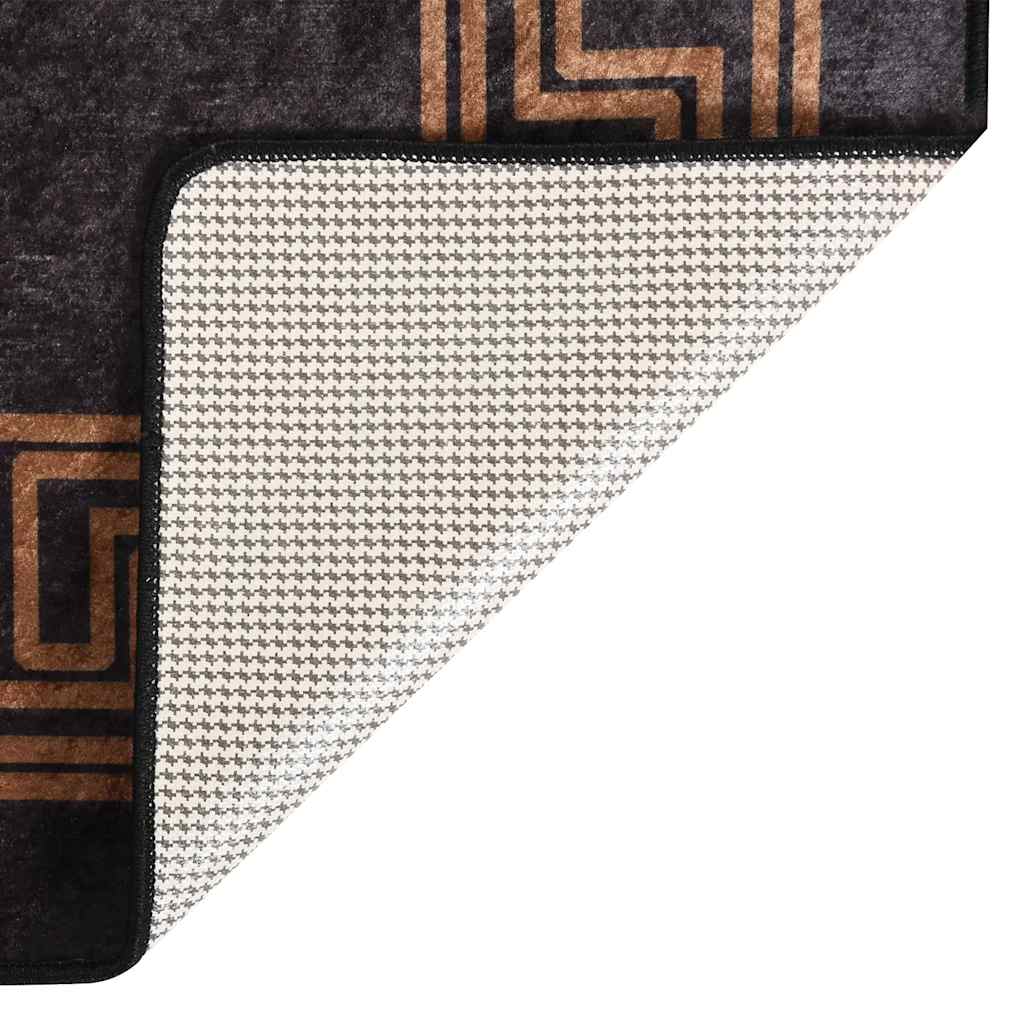 vidaXL Tapis lavable 80x300 cm Noir et doré Antidérapant