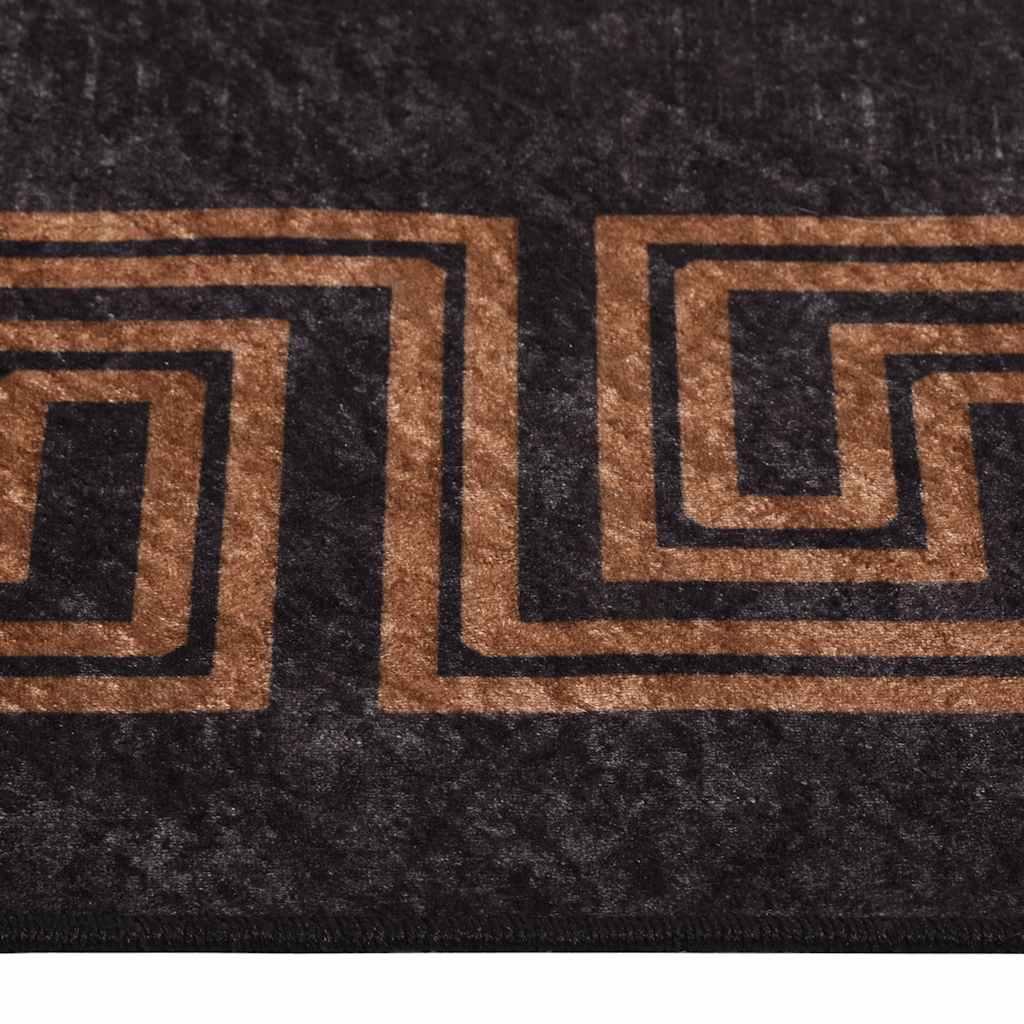 vidaXL Tapis lavable 80x300 cm Noir et doré Antidérapant
