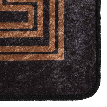 vidaXL Tapis lavable 80x300 cm Noir et doré Antidérapant