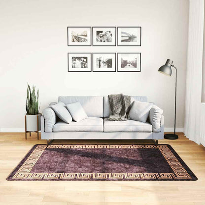 vidaXL Teppich Waschbar 120x180 cm Schwarz und Golden Rutschfest
