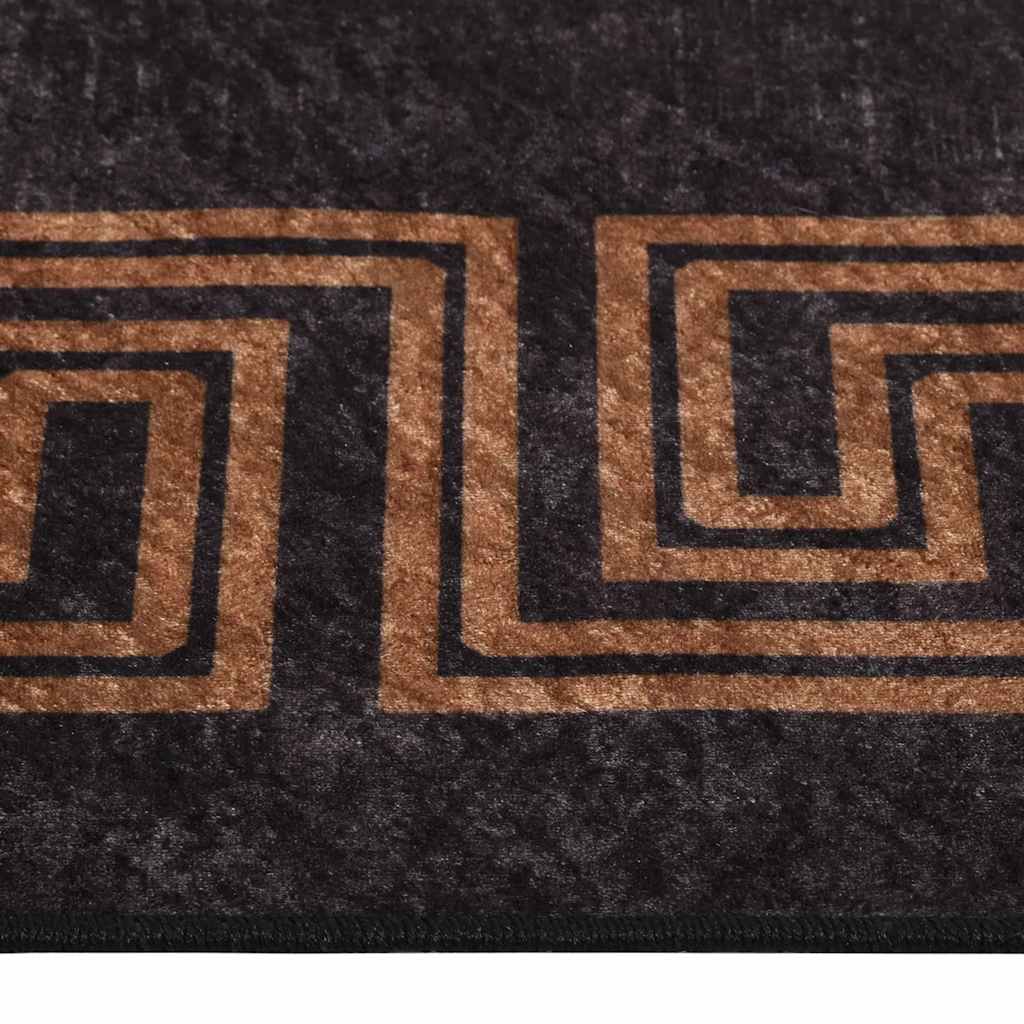 vidaXL Teppich Waschbar Schwarz und Golden 160x230 cm Rutschfest