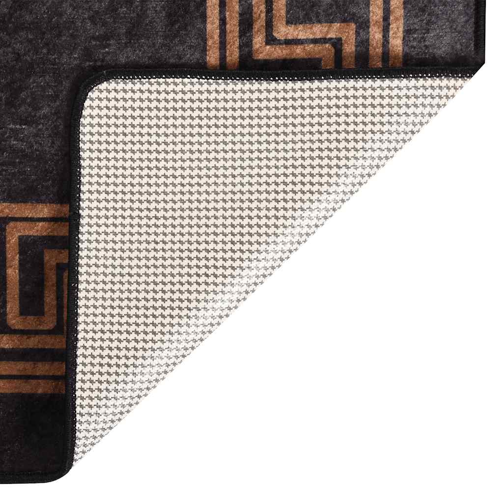 vidaXL Tapis lavable Noir et doré 190x300 cm Antidérapant