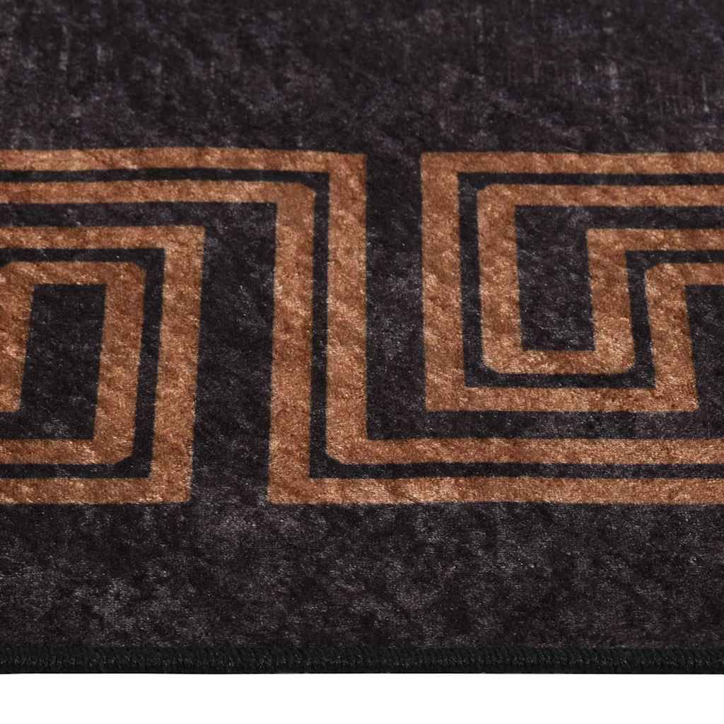 vidaXL Tapis lavable Noir et doré 190x300 cm Antidérapant