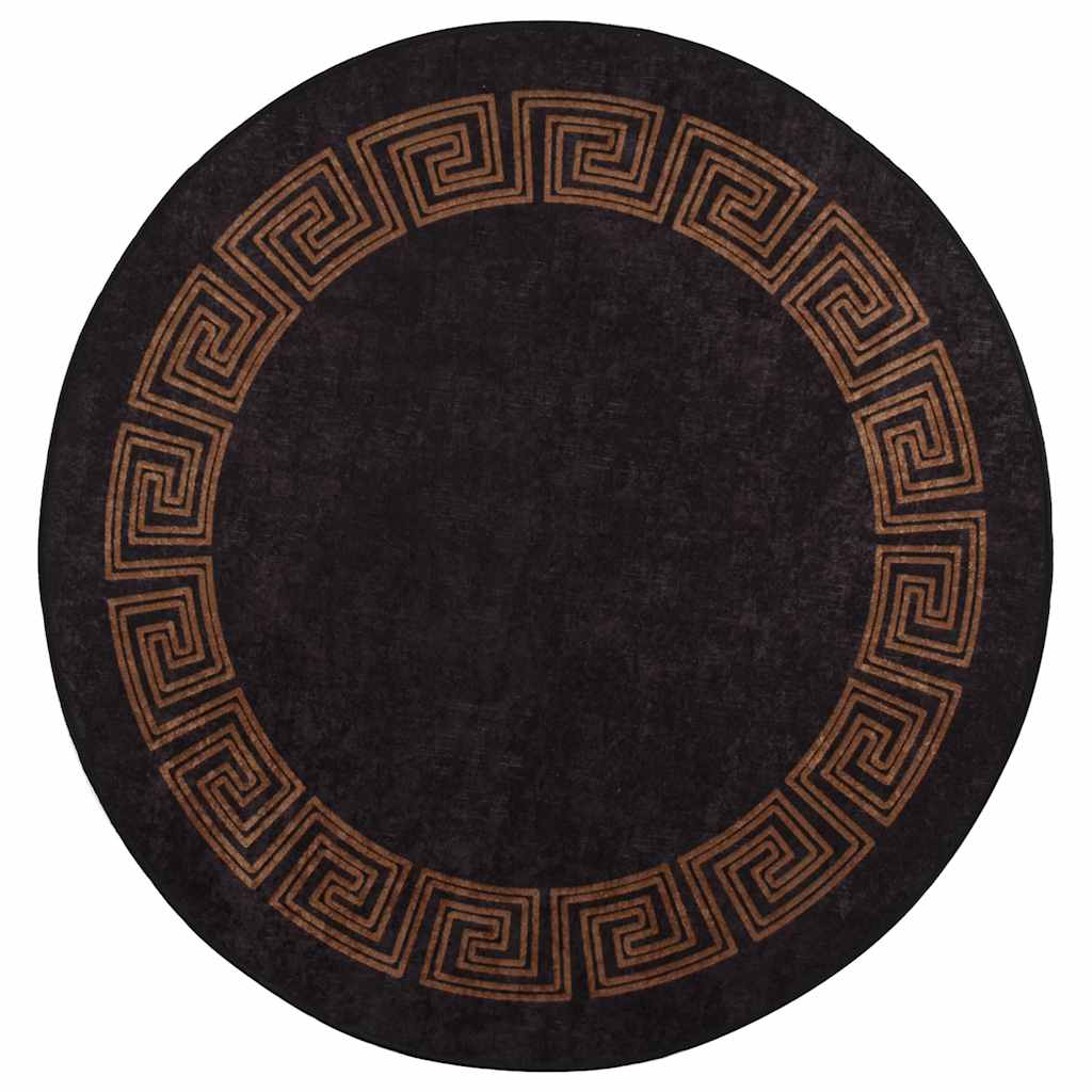 vidaXL Tapis lavable noir et doré φ120 cm Antidérapant