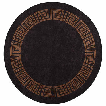 vidaXL Tapis lavable noir et doré φ120 cm Antidérapant
