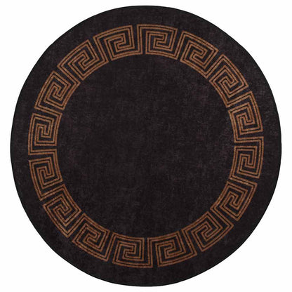 vidaXL Tapis lavable noir et doré φ120 cm Antidérapant