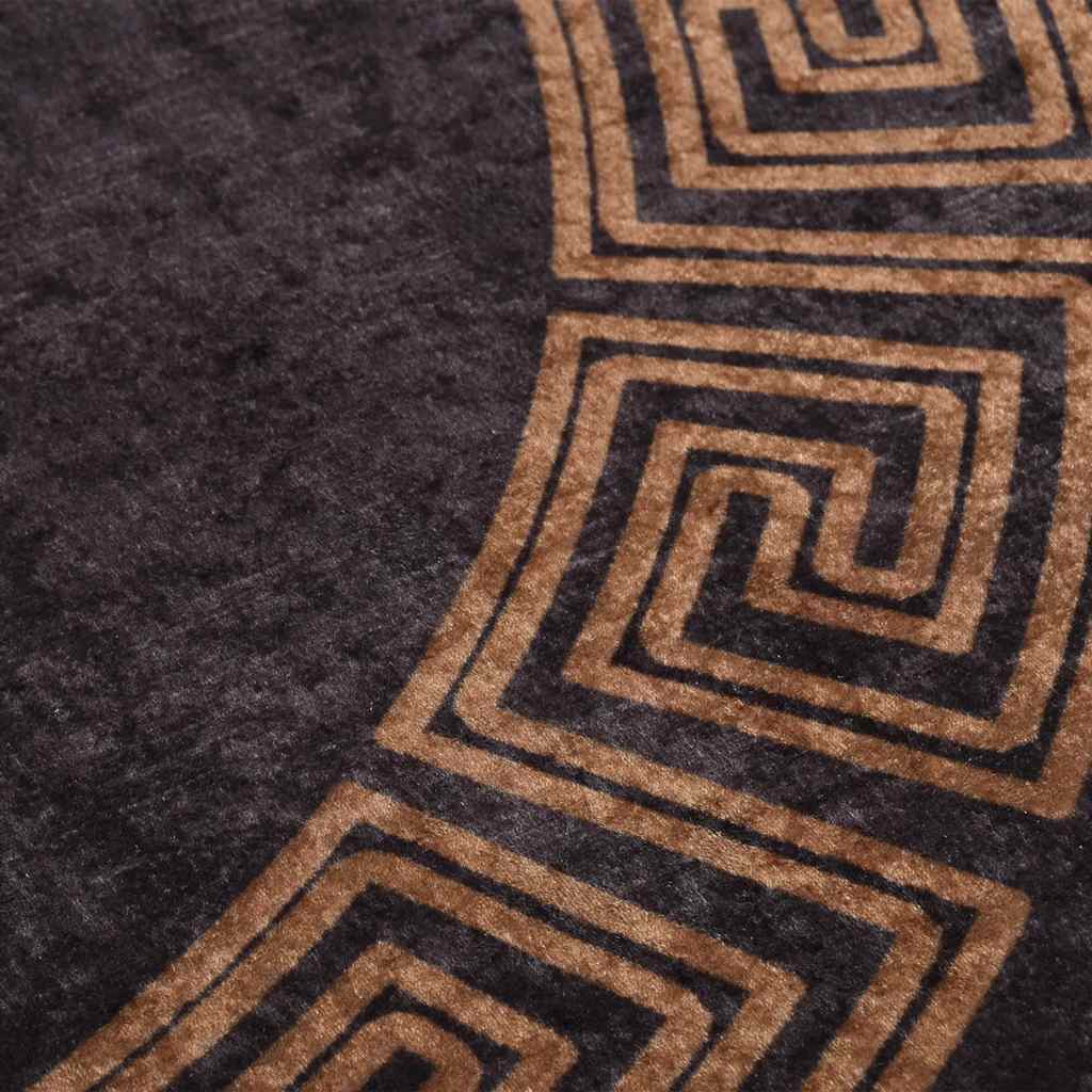 vidaXL Tapis lavable noir et doré φ120 cm Antidérapant