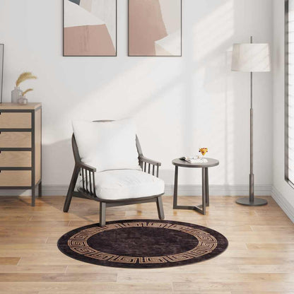 vidaXL Tapis lavable noir et doré φ120 cm Antidérapant