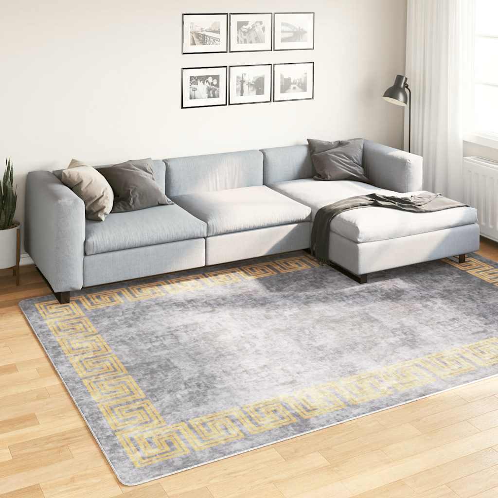 vidaXL Tapis lavable gris 190x300 cm antidérapant