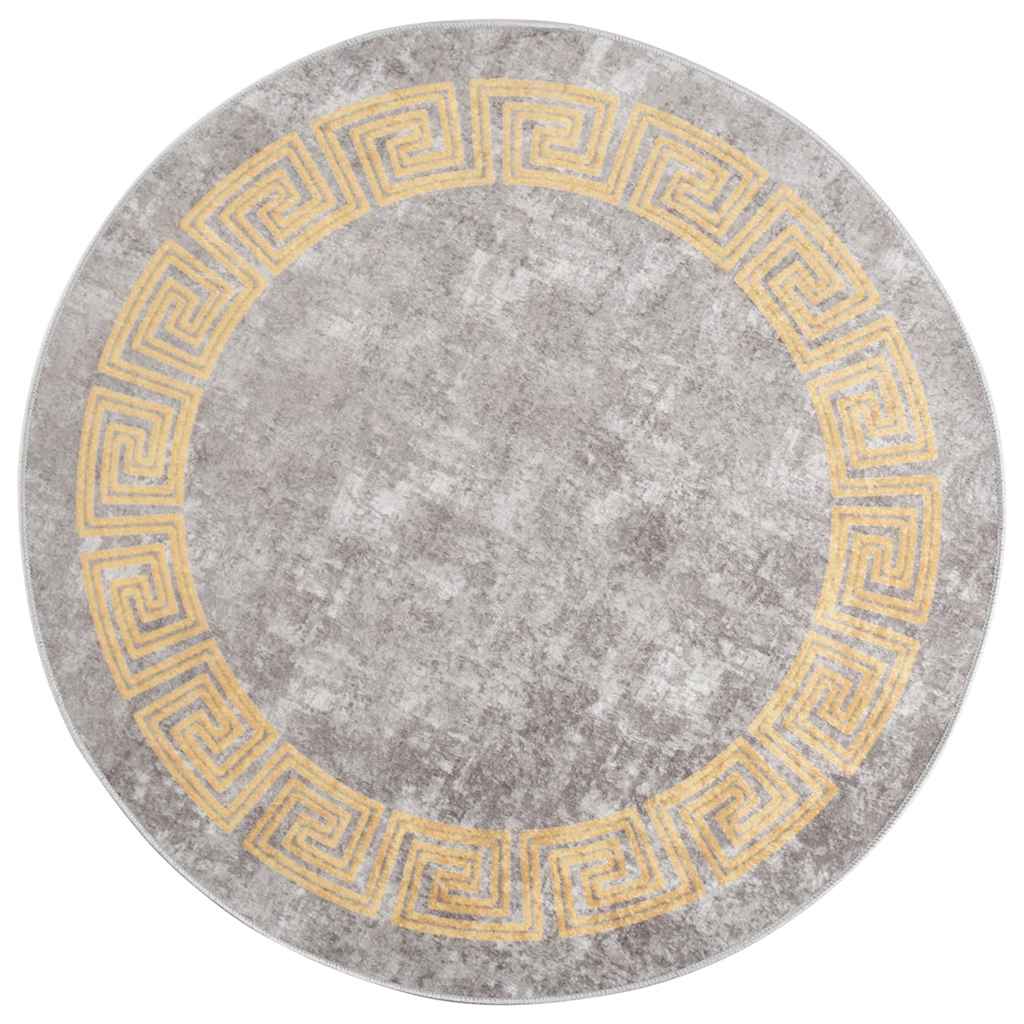 vidaXL Tapis lavable gris φ120 cm Antidérapant