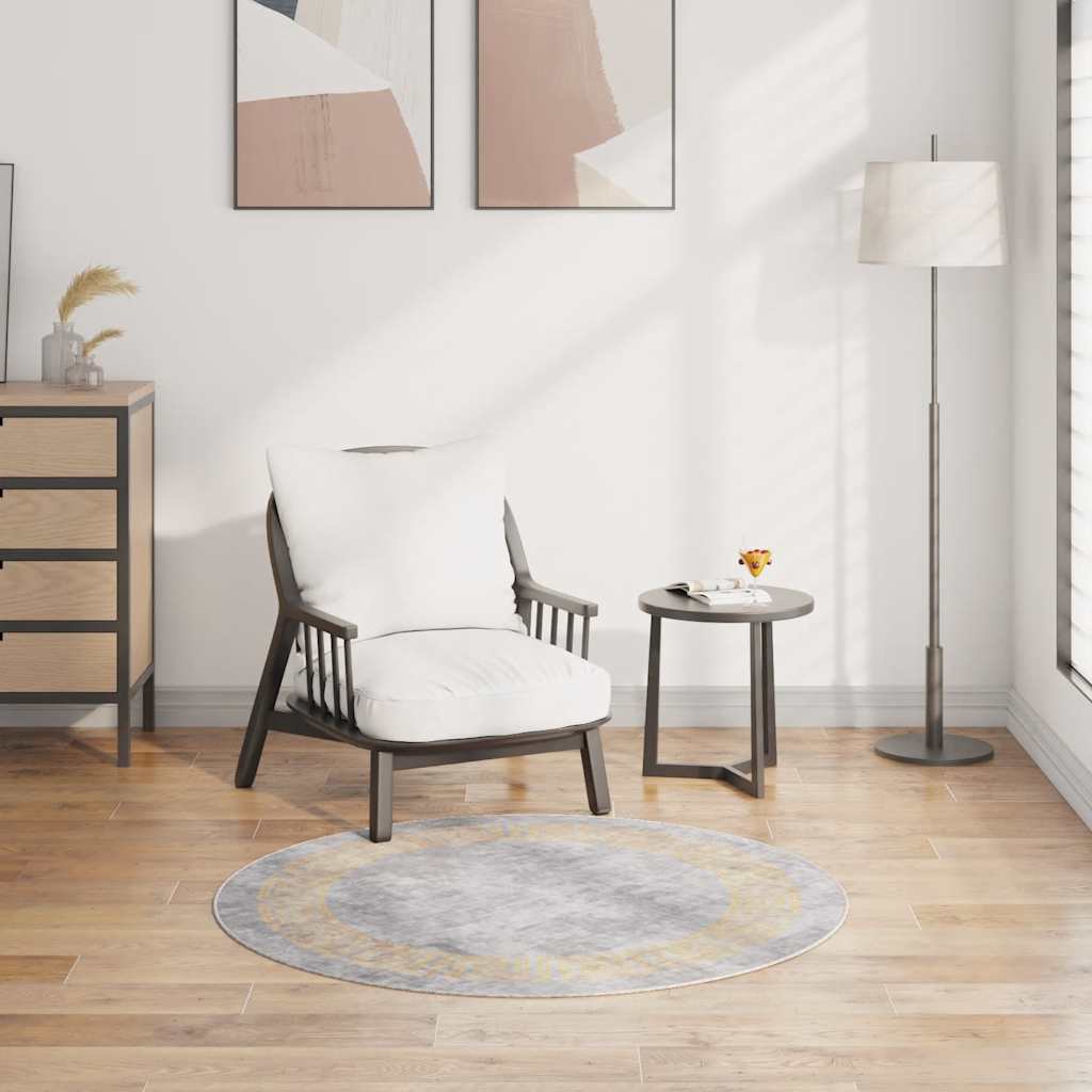 vidaXL Tapis lavable gris φ120 cm Antidérapant