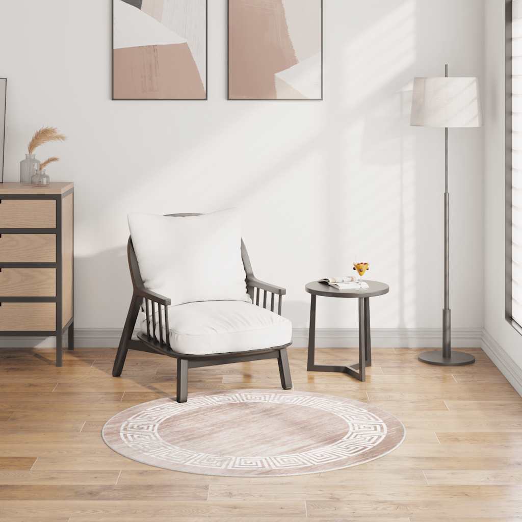 vidaXL Tapis lavable 120 cm Beige Antidérapant
