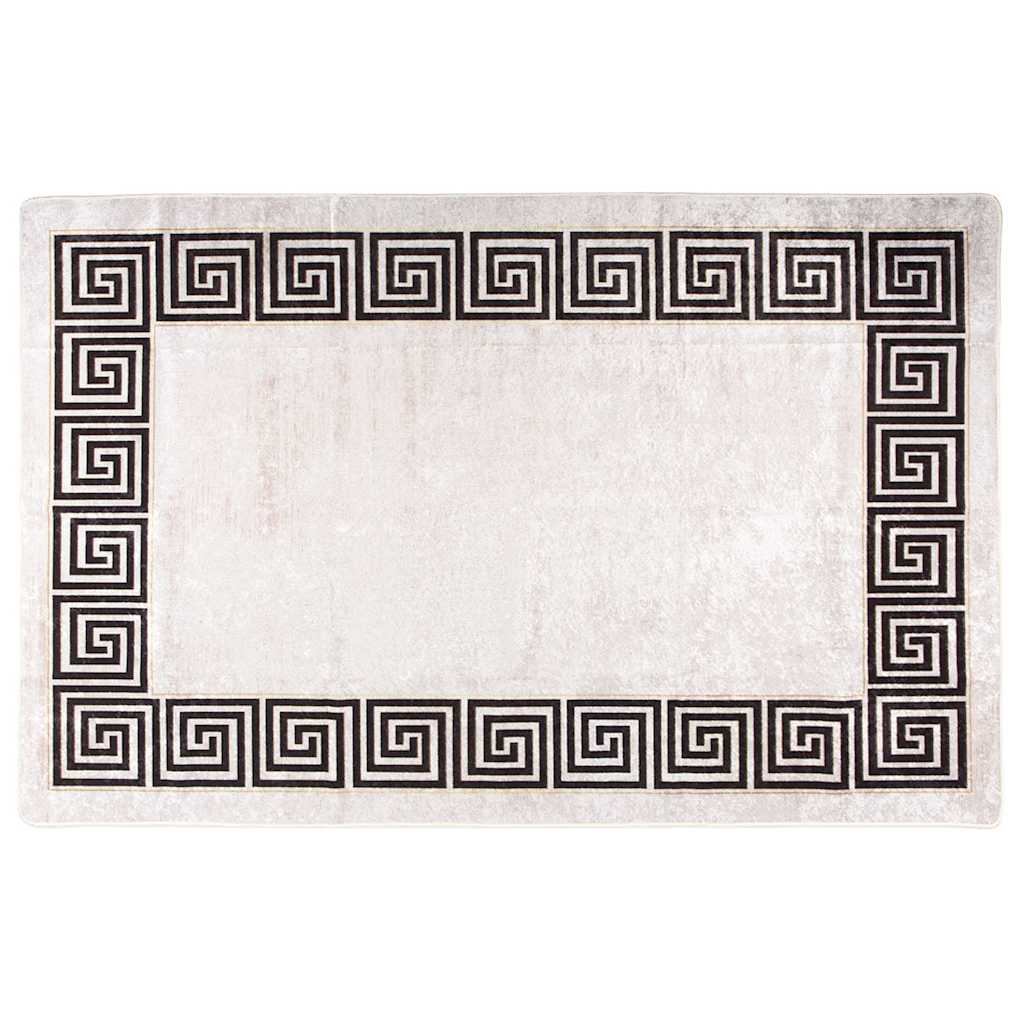 vidaXL Tapis lavable 160x230 cm Beige clair Antidérapant