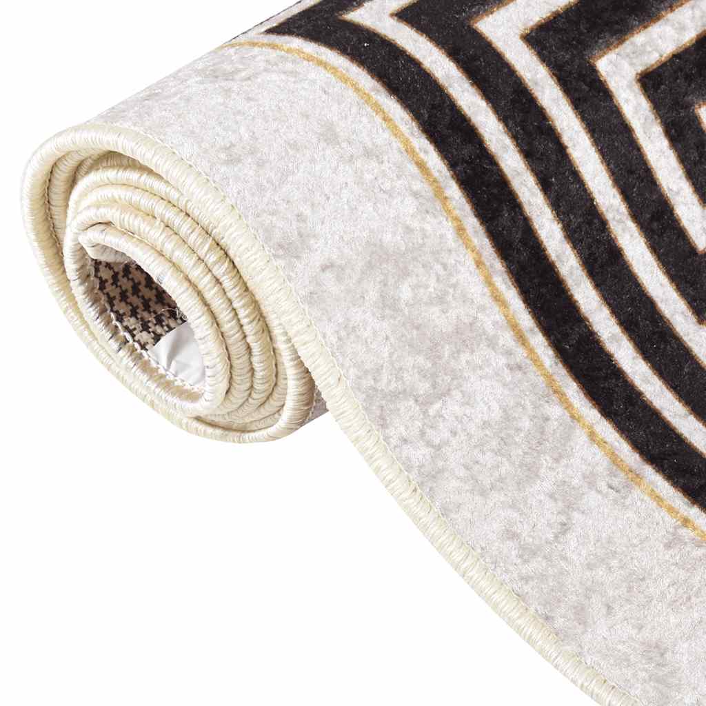 vidaXL Tapis lavable 190x300 cm Beige clair Antidérapant