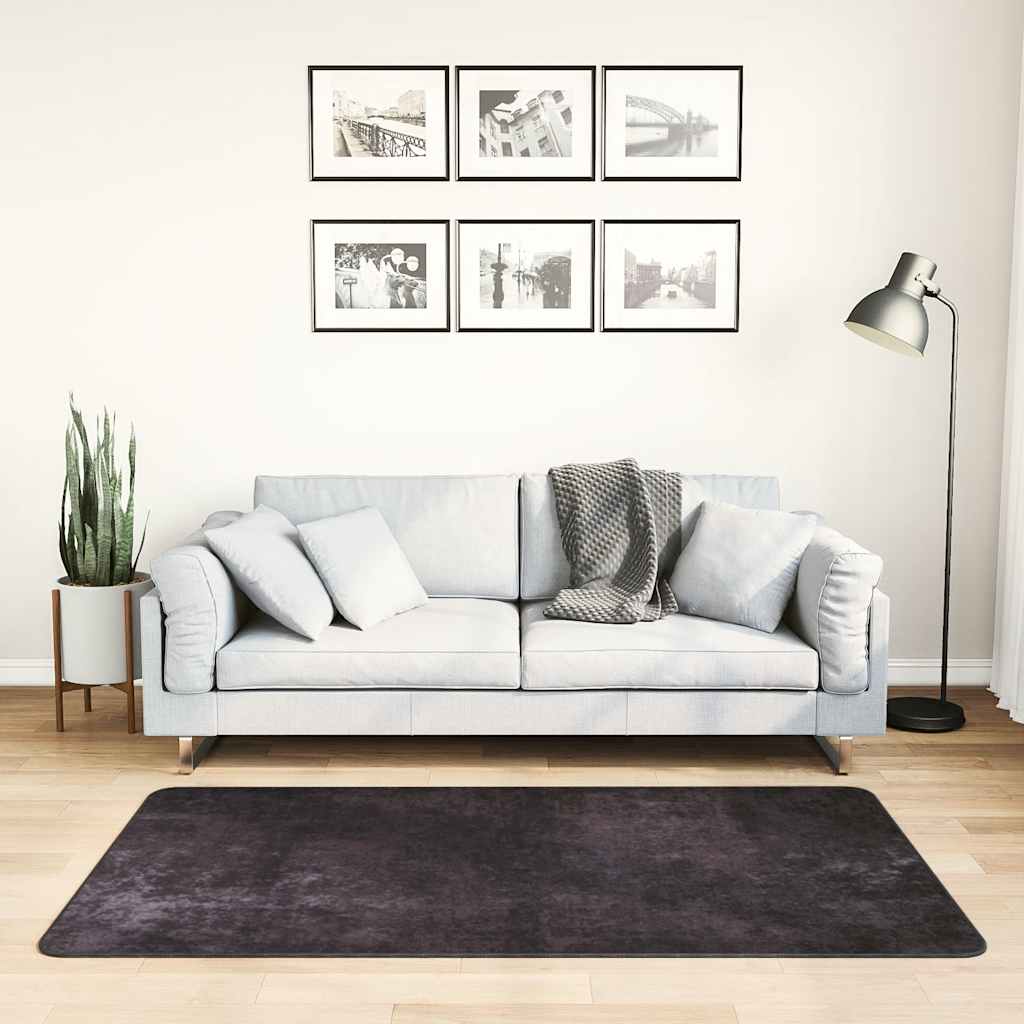 vidaXL Tapis lavable 80x150 cm Anthracite Antidérapant