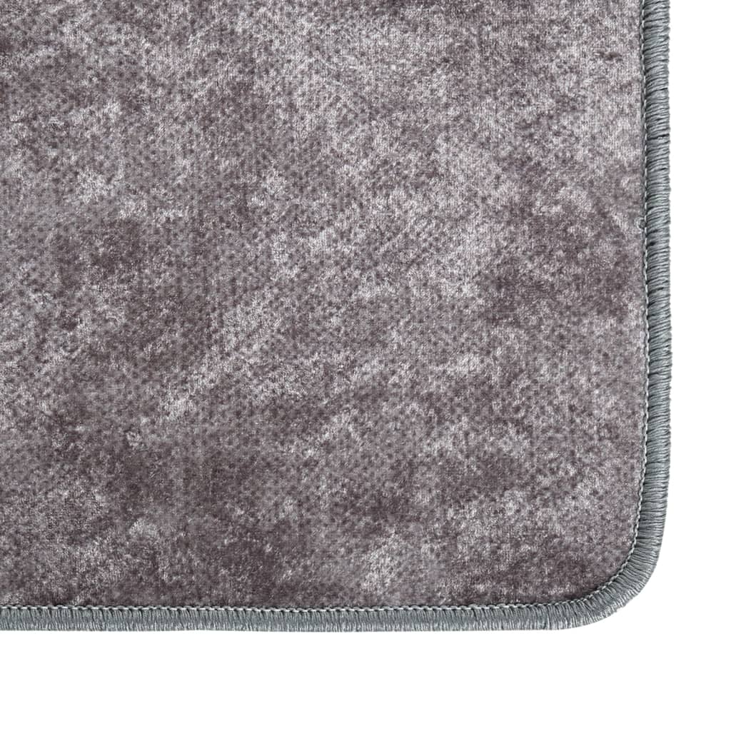 vidaXL Tapis Lavable 80x150 cm Gris Antidérapant