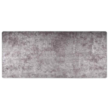vidaXL Teppich Waschbar 80x300 cm Grau Rutschfest
