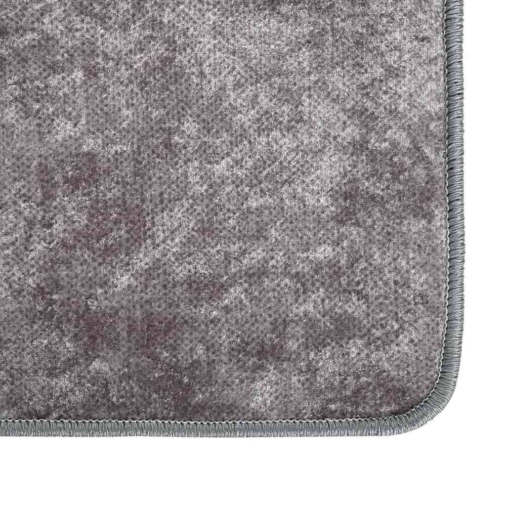 vidaXL Teppich Waschbar 80x300 cm Grau Rutschfest