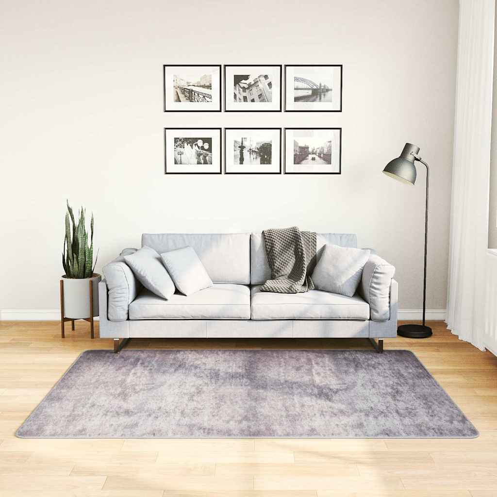 vidaXL Teppich Waschbar Grau 120x180 cm Rutschfest