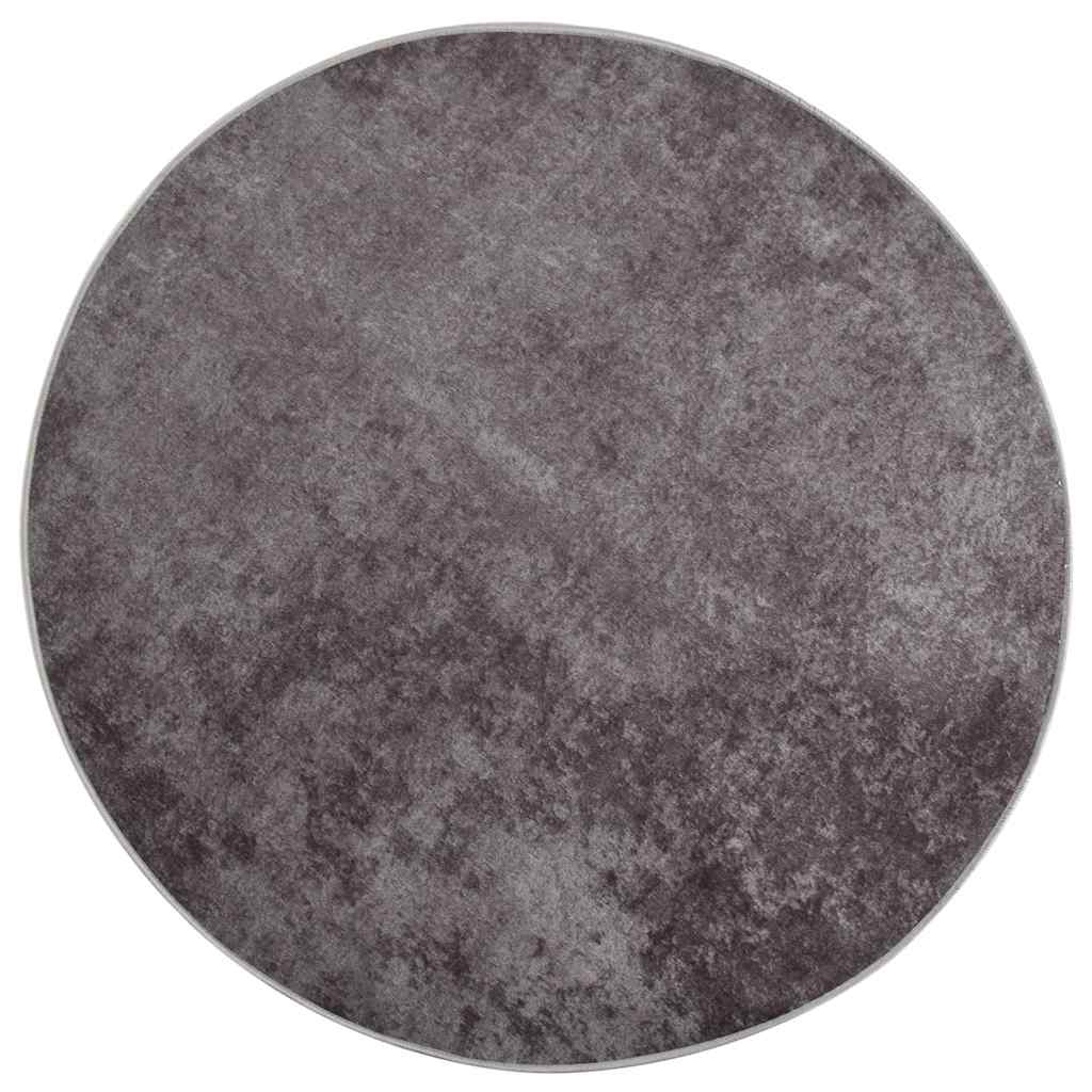 vidaXL Tapis lavable gris φ120 cm Antidérapant