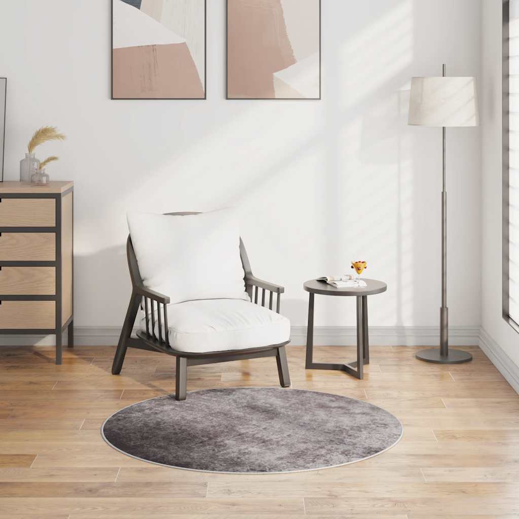 vidaXL Tapis lavable gris φ120 cm Antidérapant