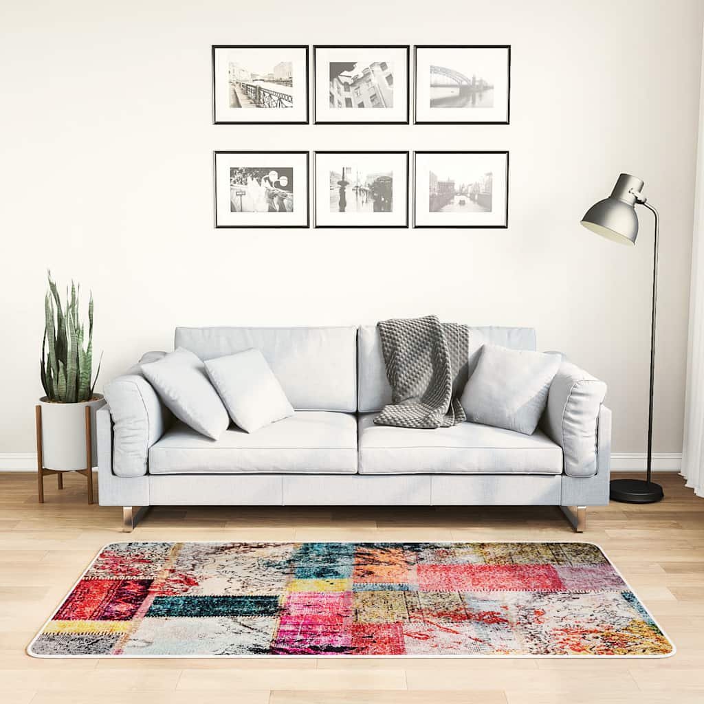 vidaXL Tapis Lavable Patchwork 80x150 cm Multicolore Antidérapant
