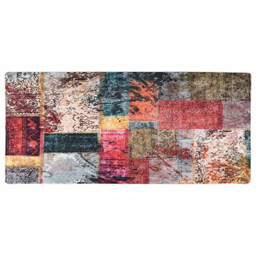 vidaXL Tapis lavable patchwork 80x300 cm multicolore antidérapant