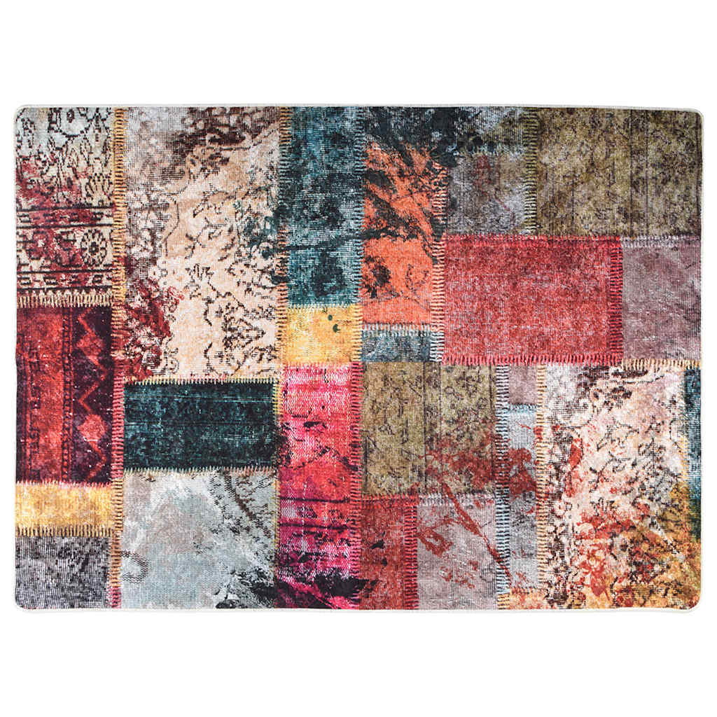 vidaXL Tapis lavable patchwork multicolore 120x180 cm antidérapant