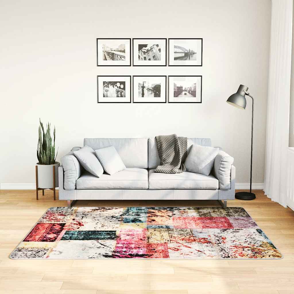 vidaXL Tapis lavable patchwork multicolore 120x180 cm antidérapant