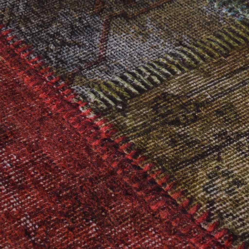 vidaXL Teppich Waschbar Patchwork Mehrfarbig φ120 cm Rutschfest