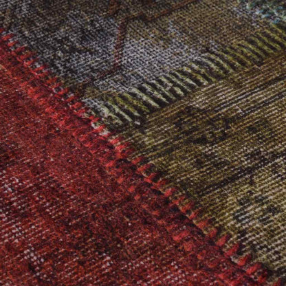 vidaXL Teppich Waschbar Patchwork Mehrfarbig φ120 cm Rutschfest