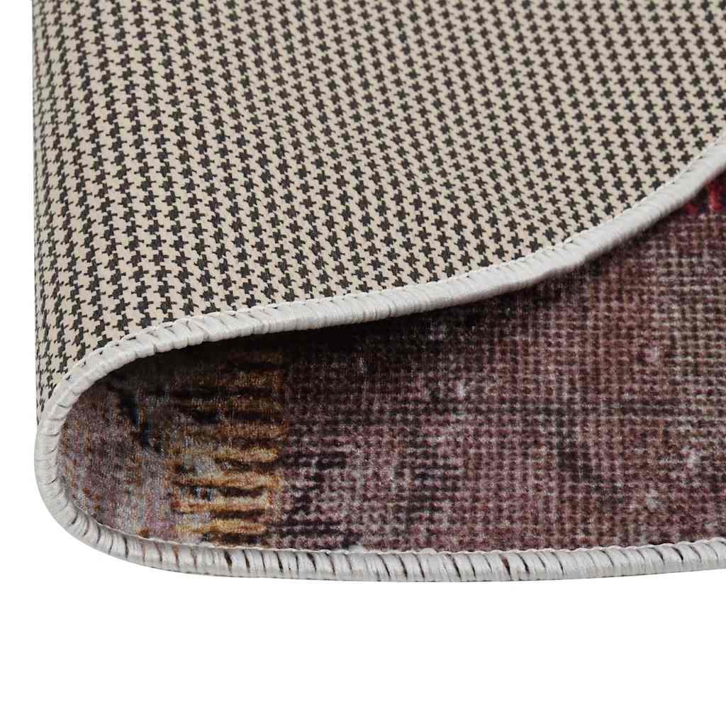 vidaXL Teppich Waschbar Patchwork Mehrfarbig φ120 cm Rutschfest