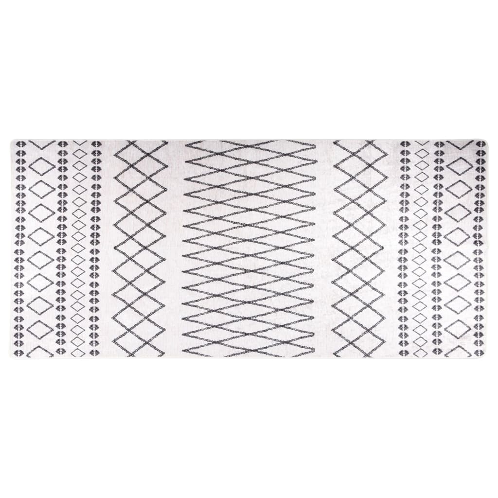 vidaXL Tapis lavable 80x300 cm Noir et blanc Antidérapant