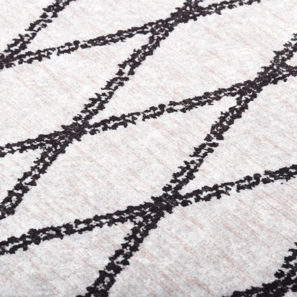 vidaXL Tapis lavable 80x300 cm Noir et blanc Antidérapant