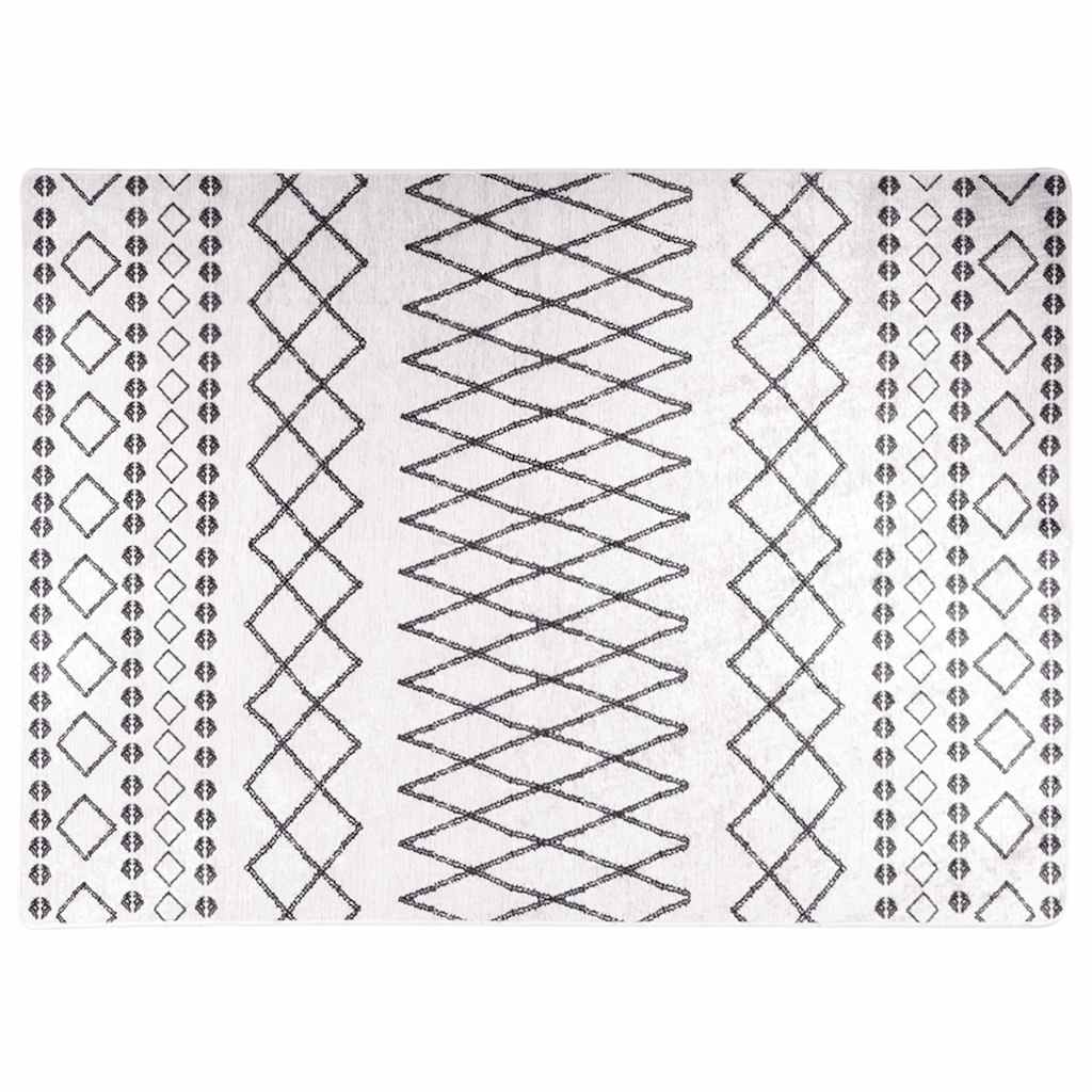 vidaXL Tapis lavable noir et blanc 120x180 cm antidérapant