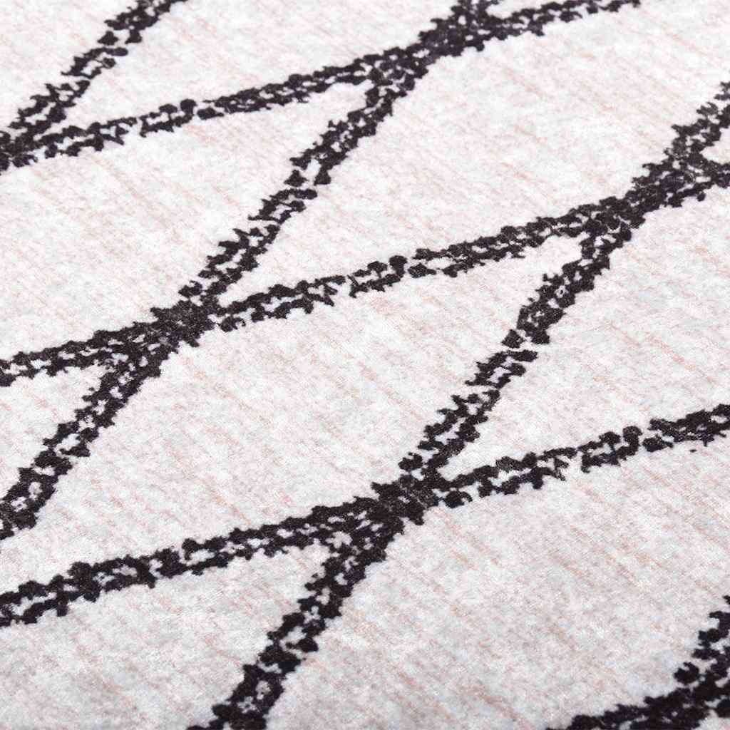 vidaXL Tapis lavable noir et blanc 120x180 cm antidérapant