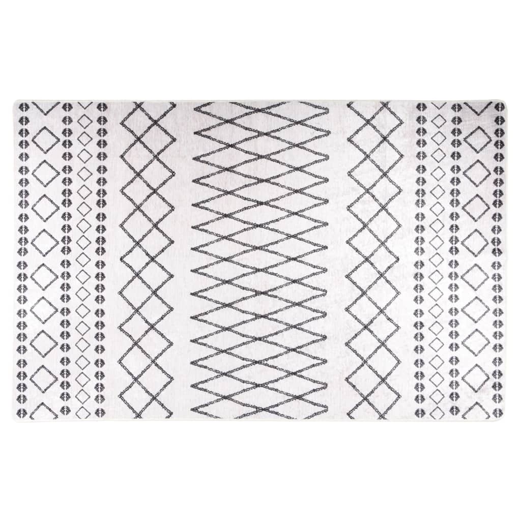 vidaXL Tapis lavable Noir et blanc 160x230 cm Antidérapant