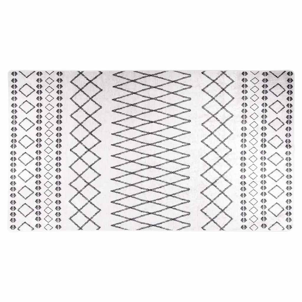 vidaXL Tapis lavable noir et blanc 190x300 cm Antidérapant