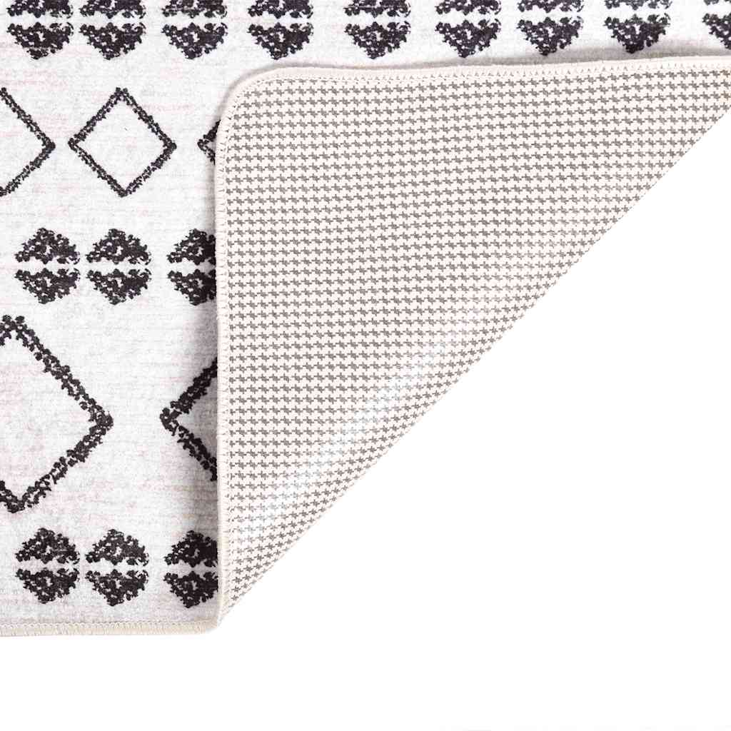vidaXL Tapis lavable noir et blanc 190x300 cm Antidérapant