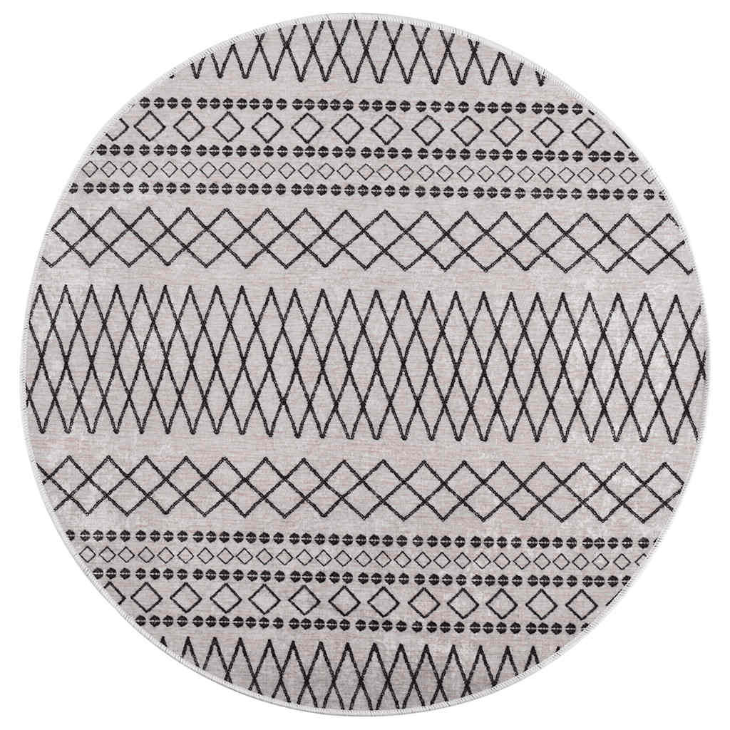 vidaXL Tapis lavable noir et blanc φ120 cm Antidérapant