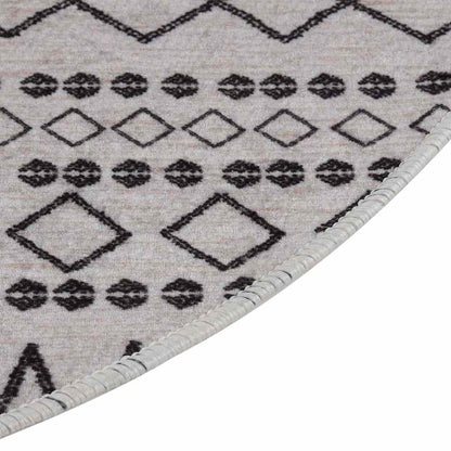vidaXL Tapis lavable noir et blanc φ120 cm Antidérapant