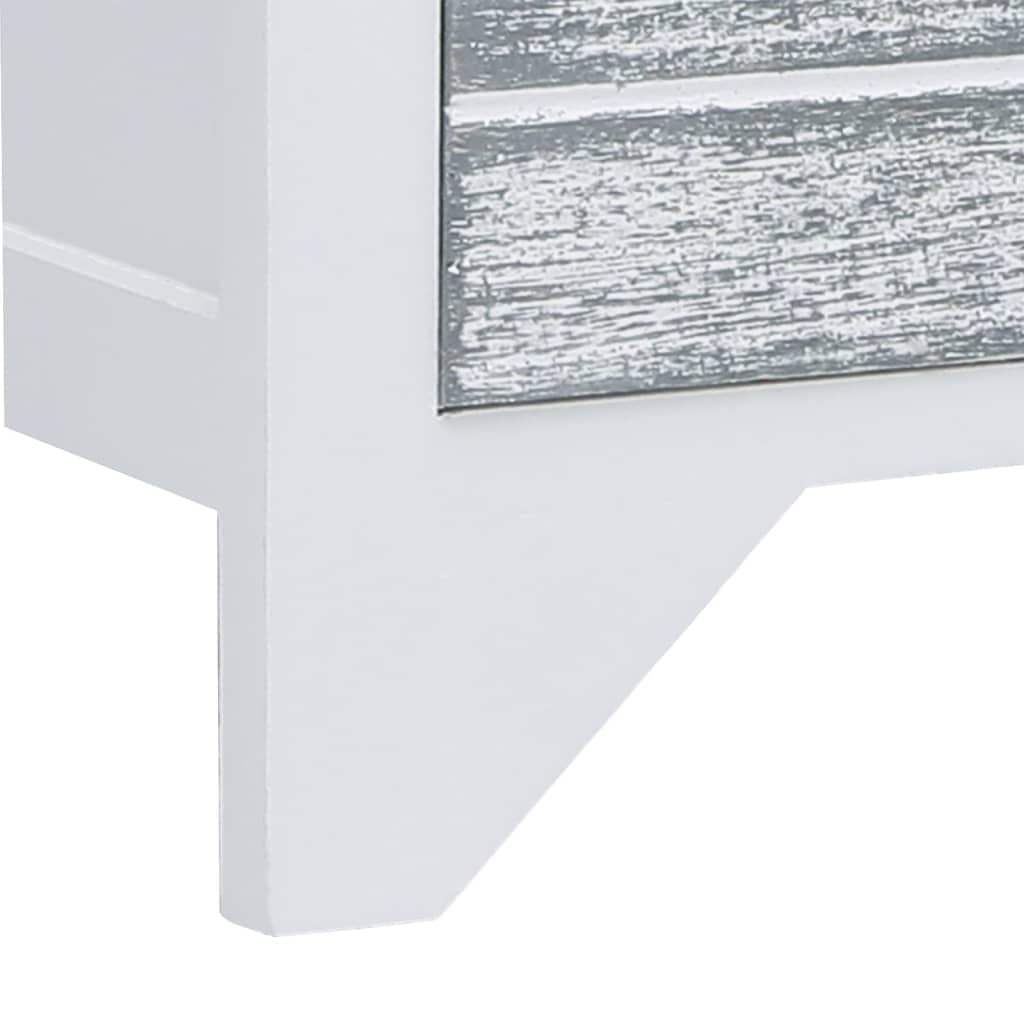 vidaXL TV-Schrank Weiß und Grau 108x30x40 cm Massivholz Paulownia