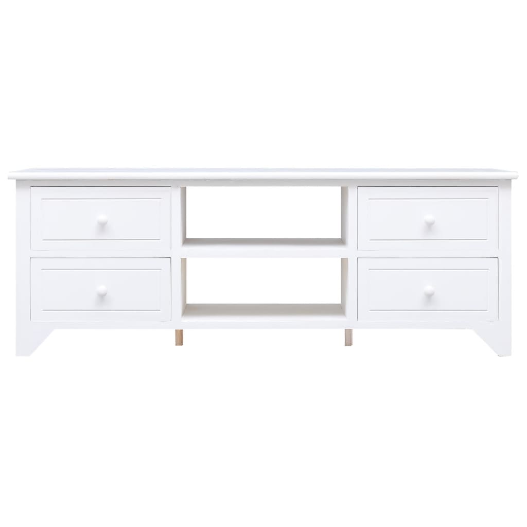 vidaXL TV-Schrank Weiß 108x30x40 cm Massivholz Paulownia