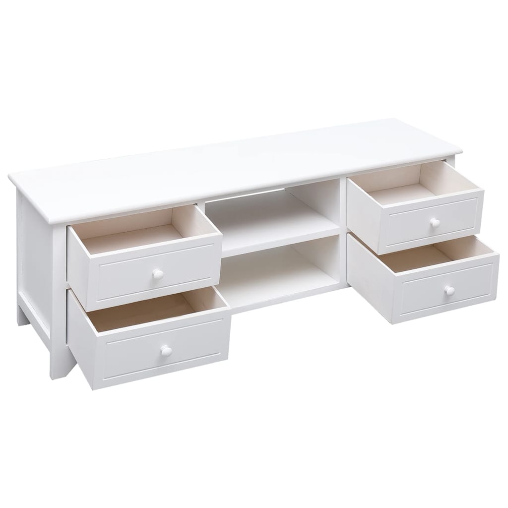 vidaXL TV-Schrank Weiß 108x30x40 cm Massivholz Paulownia