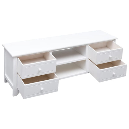 vidaXL TV-Schrank Weiß 108x30x40 cm Massivholz Paulownia