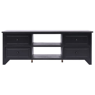 vidaXL Meuble TV Noir 108x30x40 cm Bois massif de Paulownia