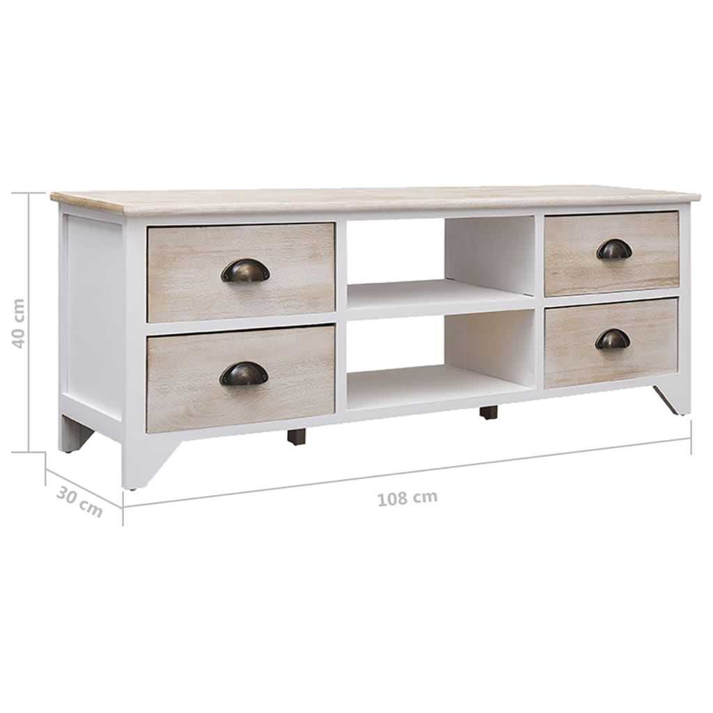 vidaXL Meuble TV 108x30x40 cm Bois massif de Paulownia
