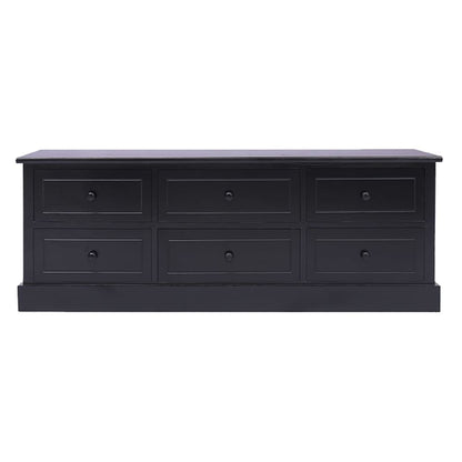 vidaXL TV-Schrank Schwarz 108x30x40 cm Massivholz Paulownia