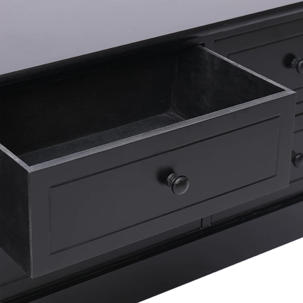 vidaXL TV-Schrank Schwarz 108x30x40 cm Massivholz Paulownia