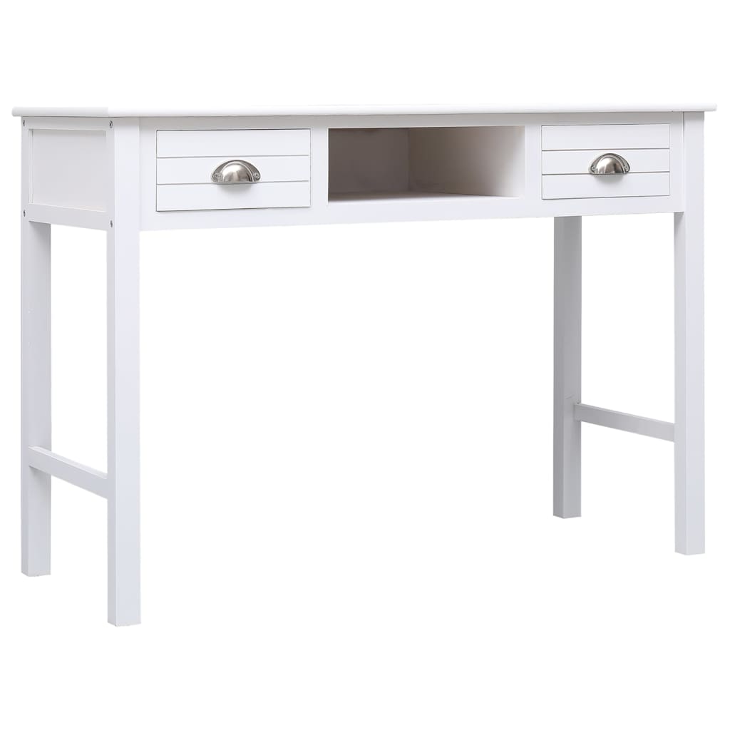 vidaXL Bureau blanc 108x45x76 cm Bois de paulownia massif